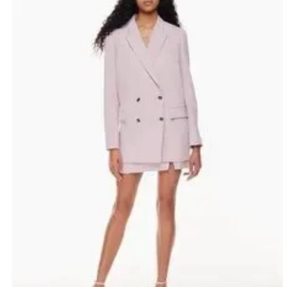 Wilfred Light Pink Double-Breasted Blazer dress shorts